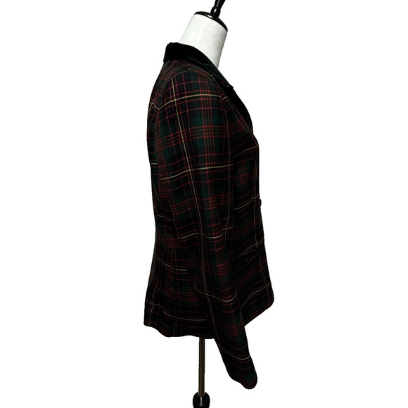 Vintage Pendelton Blazer Womens 10 Wool Black Red Plaid Button Up Career Jacket - Picture 8 of 12